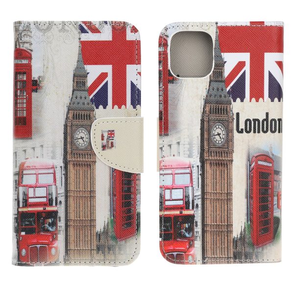 Cross Texture Pattern Printing Wallet Stand Leather Case Protector for iPhone 13 mini 5.4 inch Sale