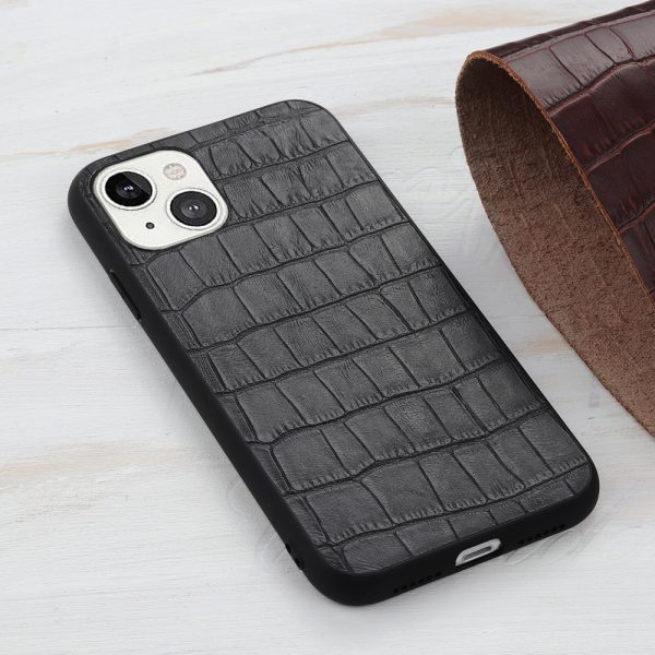 Crocodile Skin Genuine Leather Coated PC + TPU Combo Phone Back Case for iPhone 13 mini 5.4 inch Online Hot Sale