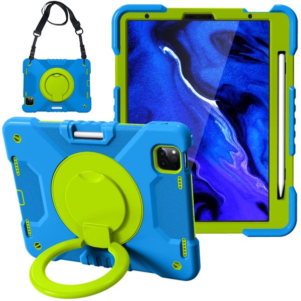 360 Degree Swivel Kickstand Design PC + Silicone Hybrid Tablet Case with Shoulder Strap for iPad Air (2020) Air (2022)   Pro 11-inch (2021) (2020) (2018) Discount