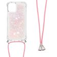 Anti-fall Quicksand Shiny Glitter Mobile Phone TPU Cover with Lanyard for iPhone 13 mini 5.4 inch Fashion