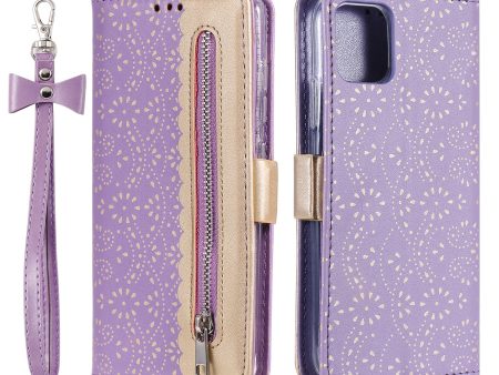 Full Protective Anti-drop Zipper Wallet Lace Leather Case for iPhone 13 mini 5.4 inch on Sale