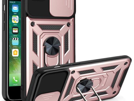 Camera Slide Cover Ring Holder Kickstand Design PC + TPU Drop-proof Phone Cover Case for iPhone SE (2022) SE (2020) 8 7 For Cheap