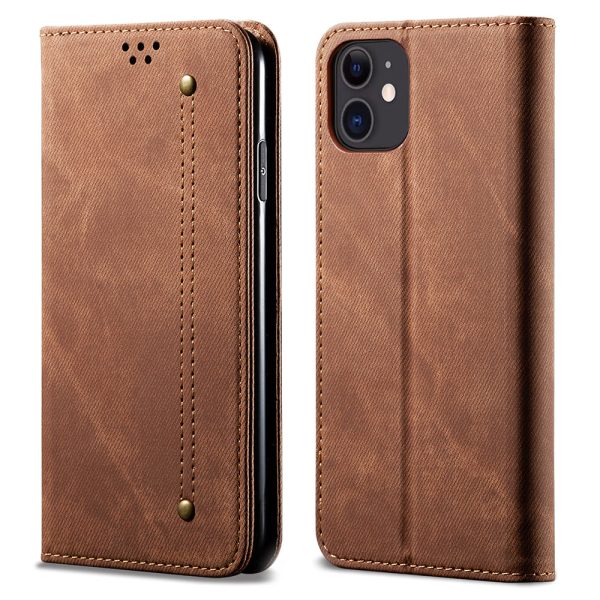 All-round Protection Jeans Cloth Texture Leather Wallet Stand Case for iPhone 13 mini 5.4 inch Discount