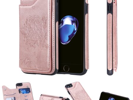 KT Leather Coated Series-1 Imprinted Cat Tree Leather Coated TPU Back Shell with Card Slot for iPhone SE (2020) SE (2022) 8 7 4.7 inch- Rose Gold Online