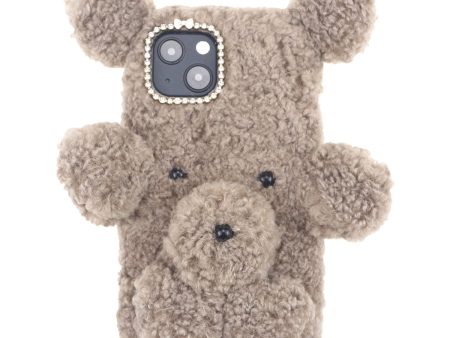 3D Furry Bear Plush Doll Anti-fall TPU Phone Case Shell for iPhone 13 6.1 inch Cheap