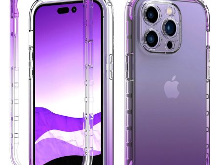 For iPhone 14 Pro 6.1 inch Wear-resistant Shockproof Transparent TPU + PC Hybrid Case Gradient Color Cell Phone Shell Discount