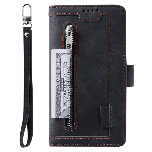 9 Card Slots Design Leather Wallet Stand Phone Case Shell with Wrist Strap for iPhone 13 mini 5.4 inch Online