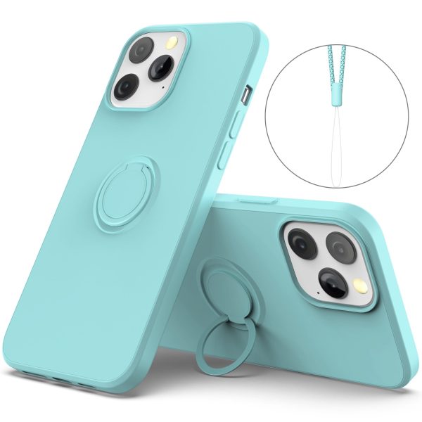 Adjustable Kickstand Design Eco-Friendly Liquid Silicone Easy-Clean Phone Protective Case Shell with Handy Strap for iPhone 13 Pro 6.1 inch Online Sale