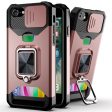 Camera Slider Protector Design Hybrid Phone Case Shell with Card Holder and Kickstand for iPhone SE (2022) SE (2020) 8 7 6 on Sale