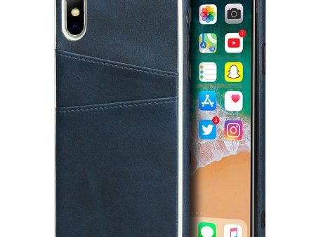 For iPhone X   XS Leather+PC Casing Shell with Two Card Slots Online now