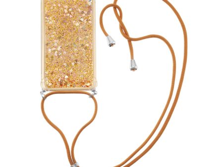 Fall Protection Quicksand Flowing Glitter TPU Protective Phone Cover Shell with Adjustable Lanyard for iPhone 6 Plus 6s Plus 7 Plus 8 Plus 5.5 inch For Sale