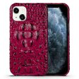 Crocodile Head Texture Genuine Leather Coated Hard PC Slim Anti-Slip Protective Back Cover for iPhone 13 mini 5.4 inch Fashion