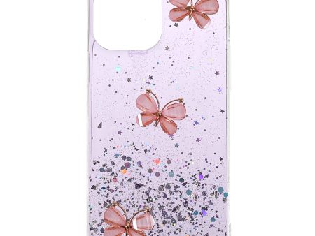 3D Butterfly Pattern Glitter Powder Epoxy TPU Phone Case Protector for iPhone 13 Pro Max 6.7 inch For Cheap