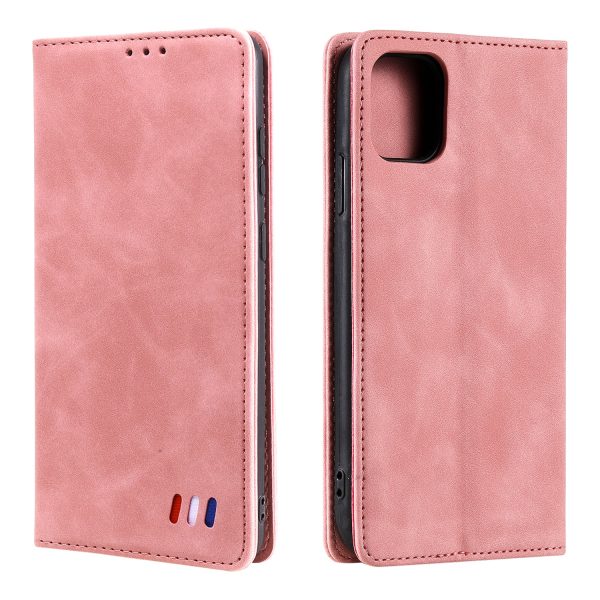 001 Series Auto-absorbed Skin-touch Feeling Leather Full-Protection Phone Case with Stand Design for iPhone 13 Pro 6.1 inch Sale