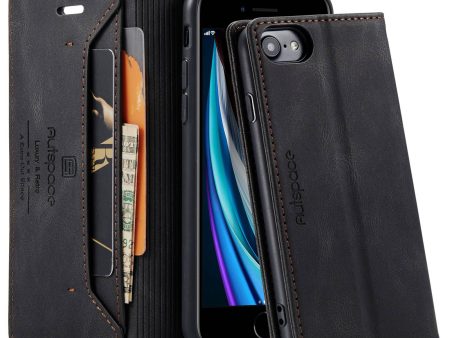 AUTSPACE A01 Series for iPhone 6 7 8 SE (2020) SE (2022) RFID Blocking Magnetic Closure Shell, Shock Absorption Retro Matte PU Leather Wallet Flip Stand Cover Online