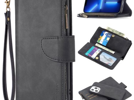 BF02 Zipper Pocket Detachable 2-in-1 Leather Wallet Stand Phone Cover Shell for iPhone 13 Pro 6.1 inch Sale