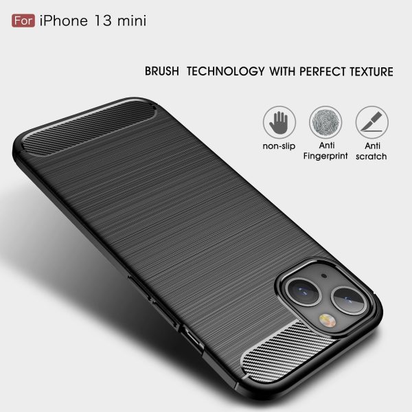 TPU Carbon Fiber Texture Brushed Flexible Phone Protective Back Case for iPhone 13 mini 5.4 inch For Cheap