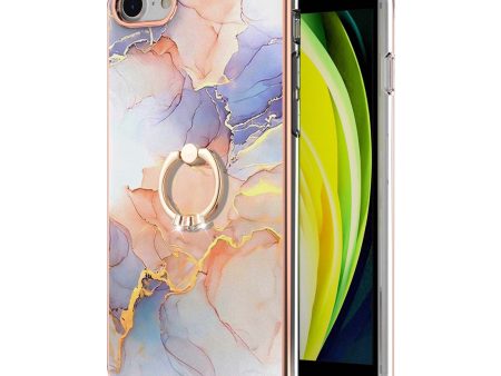 Marble Pattern IMD Design Flexible TPU Phone Case Protector with Ring Kickstand for iPhone SE (2022) SE (2020) 8 7 Online Hot Sale