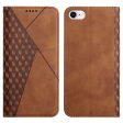 Auto-absorbed Rhombus Imprint Leather Stand Wallet Cell Phone Cover Case for iPhone SE (2022) SE (2020) 8 7 6 Online now