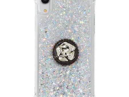 Glitter Powder Quicksand Rhinestone Decor Kickstand TPU Cover for iPhone XR 6.1 inch Supply