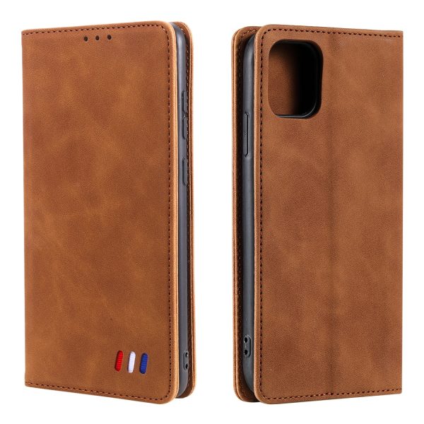 001 Series Auto-absorbed Skin-touch Feeling Leather Full-Protection Wallet Phone Case for iPhone 13 mini 5.4 inch Sale