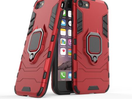 Finger Ring Kickstand PC + TPU Combo Mobile Shell for iPhone 8 7 SE (2022) SE (2020)- Red For Discount