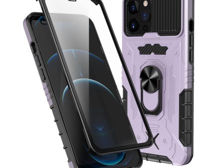 All-round Protection Hard PC + TPU Hybrid Phone Case Cover with Tempered Glass Film Kickstand for iPhone 13 Pro Max 6.7 inch Cheap