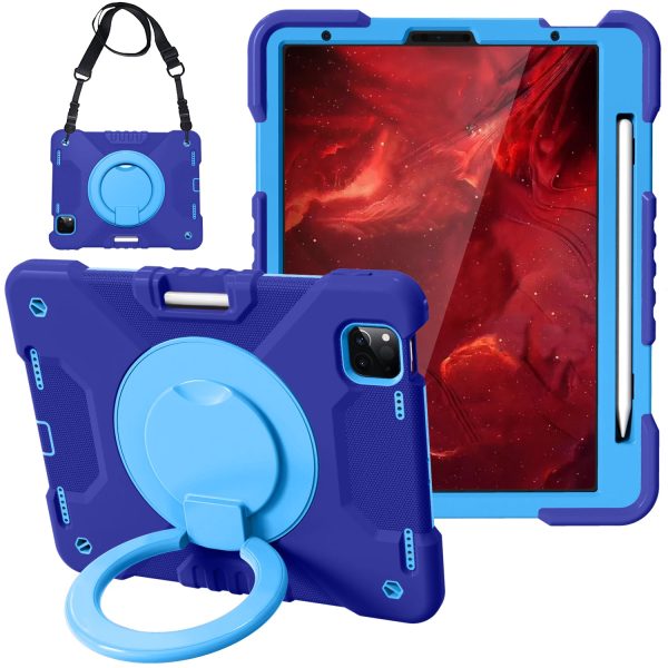 360 Degree Swivel Kickstand Design PC + Silicone Hybrid Tablet Case with Shoulder Strap for iPad Air (2020) Air (2022)   Pro 11-inch (2021) (2020) (2018) Discount