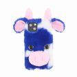 Cute 3D Cartoon Dairy Cattle Fluffy Hairy Cover Soft Furry TPU Protective Shell with Bling Rhinestone for iPhone 13 mini 5.4 inch on Sale