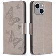 BF Imprinting Pattern Series-4 Leather Case for iPhone 14 Plus 6.7 inch, Butterflies Imprinted Stand Case Magnetic Clasp Wallet Phone Cover Online