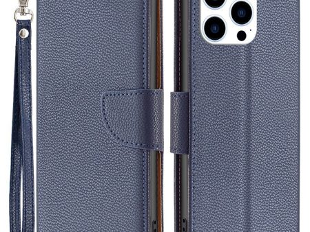 BF Leather Case Series-3 for iPhone 14 Pro 6.1 inch Wear-resistant Anti-fall Solid Color Litchi Texture PU Leather Full Covering Cellphone Case Stand Wallet with Strap Online