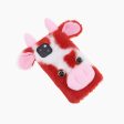 Cute 3D Cartoon Dairy Cattle Fluffy Hairy Cover Soft Furry TPU Protective Shell with Bling Rhinestone for iPhone 13 mini 5.4 inch on Sale