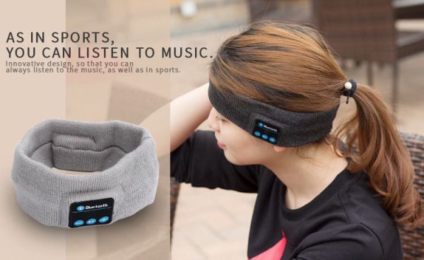 Sports Wireless Bluetooth Stereo Sleep Headset Headphone Knit Fleece Headband with Mic For Sale