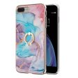 Marble Pattern Flexible Bumper TPU Anti-Yellow IMD Slim Phone Case with Ring Kickstand for iPhone 7 Plus   8 Plus 5.5 inch Fashion