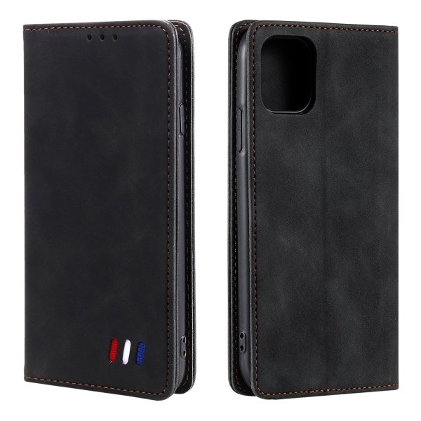 001 Series Auto-absorbed Skin-touch Feeling Leather Full-Protection Wallet Phone Case for iPhone 13 mini 5.4 inch Sale