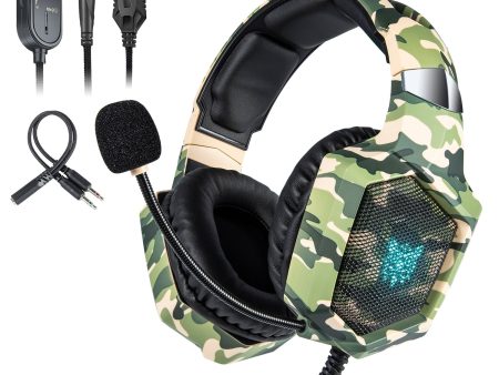 ONIKUMA K8 Camouflage Omnidirectional MIC USB Gaming Headset Wired Headphone Online now