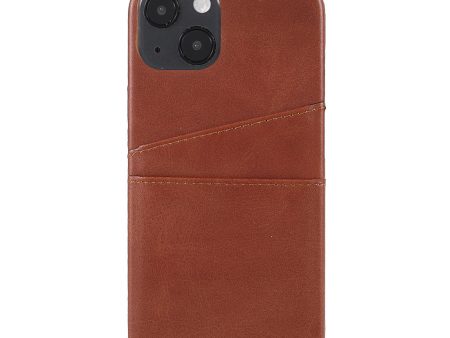 All-round Protected Leather Coated PC Back Phone Cover with Double Card Slots for iPhone 13 mini 5.4 inch Cheap