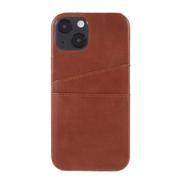 All-round Protected Leather Coated PC Back Phone Cover with Double Card Slots for iPhone 13 mini 5.4 inch Cheap