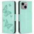 BF Imprinting Pattern Series-4 Leather Case for iPhone 14 Plus 6.7 inch, Butterflies Imprinted Stand Case Magnetic Clasp Wallet Phone Cover Online