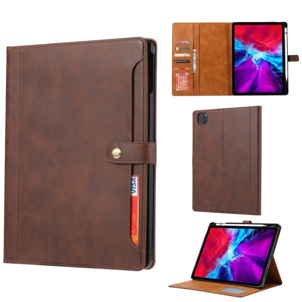 Full Protection PU Leather Wallet Stand Tablet Case with Pen Slot Design for iPad Pro 12.9-inch (2020) Sale