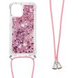 Anti-fall Quicksand Shiny Glitter Mobile Phone TPU Cover with Lanyard for iPhone 13 mini 5.4 inch Fashion