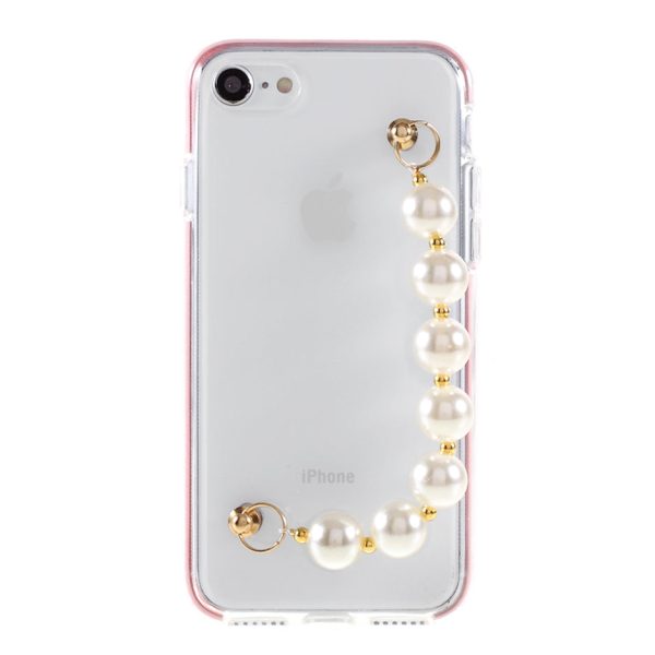 Anti-Drop Bi-color TPU Phone Case with Pearl Hand Strap for iPhone 7 4.7 inch 8 4.7 inch SE (2020) SE (2022) Discount