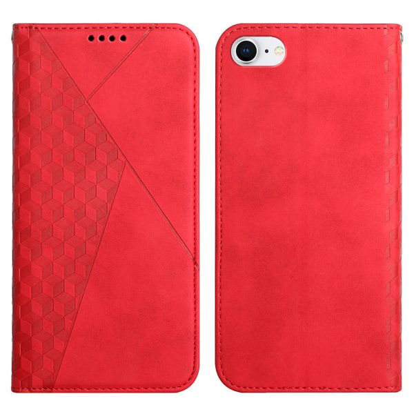 Auto-absorbed Rhombus Imprint Leather Stand Wallet Cell Phone Cover Case for iPhone SE (2022) SE (2020) 8 7 6 Online now