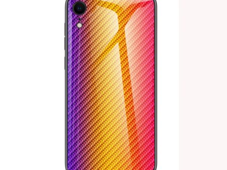 Carbon Fiber Texture Tempered Glass + PC + TPU Hybrid Phone Case Covering for iPhone XR 6.1 inch For Discount