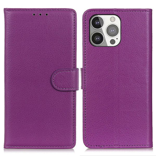 All-round Protection Classic Litchi Texture Leather Wallet Design Stand Case for iPhone 13 Pro 6.1 inch Fashion