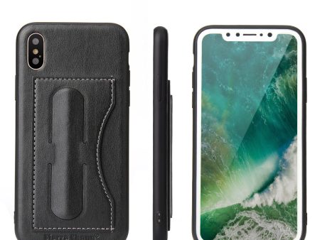 FIERRE SHANN Card Slot PU Leather Skin TPU Phone Cover with Stand for iPhone XS   X 5.8 inch Hot on Sale