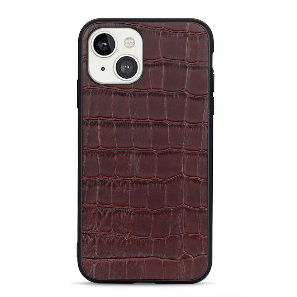 Crocodile Skin Genuine Leather Coated PC + TPU Combo Phone Back Case for iPhone 13 mini 5.4 inch Online Hot Sale