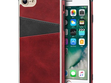 For iPhone SE (2020) SE (2022) 8 7 4.7 inch Dual Colors with Two Card Slots Leather+PC Casing Online now