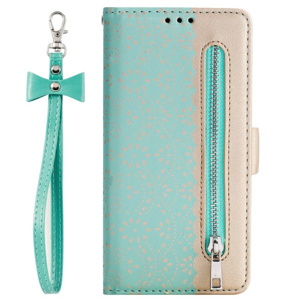 Lace Flower Zipper Leather Wallet Phone Cover for iPhone XR Fashion