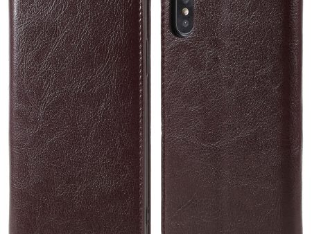 Crazy Horse Genuine Leather Case for iPhone X 5.8 inch, Stand Wallet Flip Folio Protective Cover Fashion